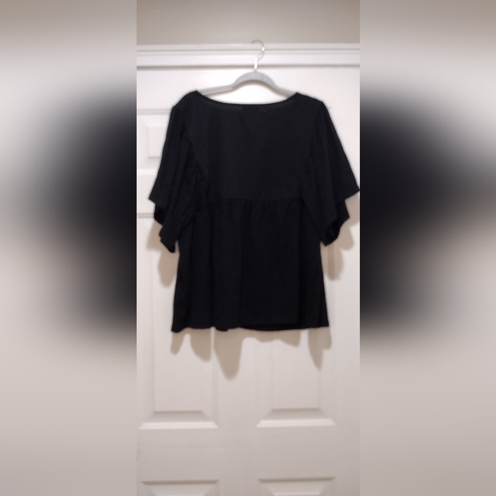 NWT  Knox Rose Black & Purple  Embroidered Boho Peasant Top Size 2X - Picture 4 of 7